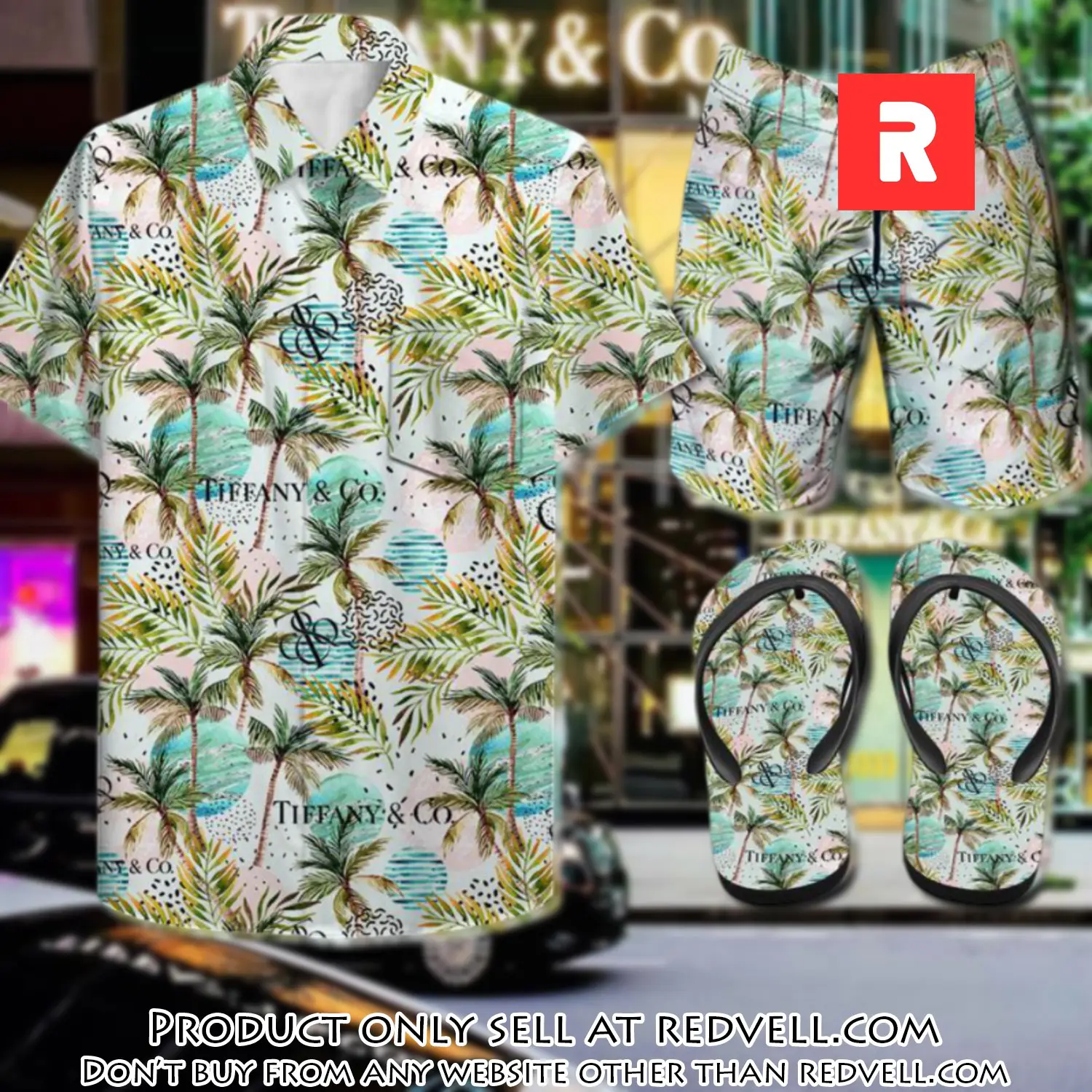 Tiffany & co. combo hawaii shirt shorts flip flops luxury brand summer outfit hsf165 rv4923311
